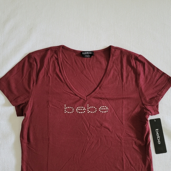 bebe Pomegranate Ribbed Top - NWT - Picture 7 of 12